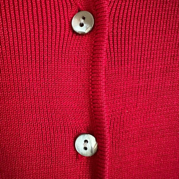 Garnet Hill silk cranberry cardigan pearly buttons Size M - Picture 3 of 6